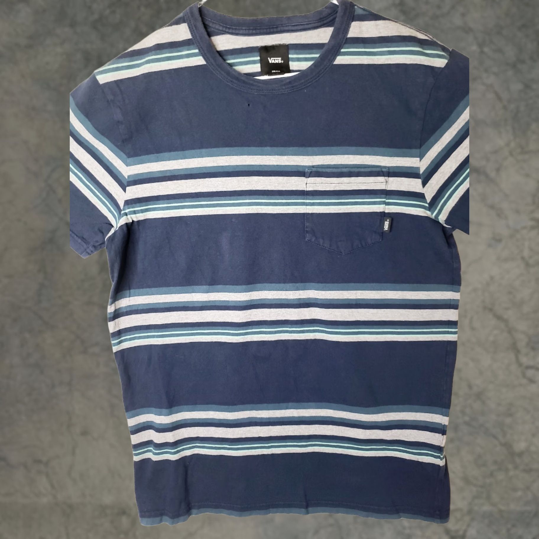 Vans VANS Off The Wall Men's S Pocketed Striped T-Shirt Short Sleeve Blue White Green Size US S / EU 44-46 / 1 - 1 Thumbnail