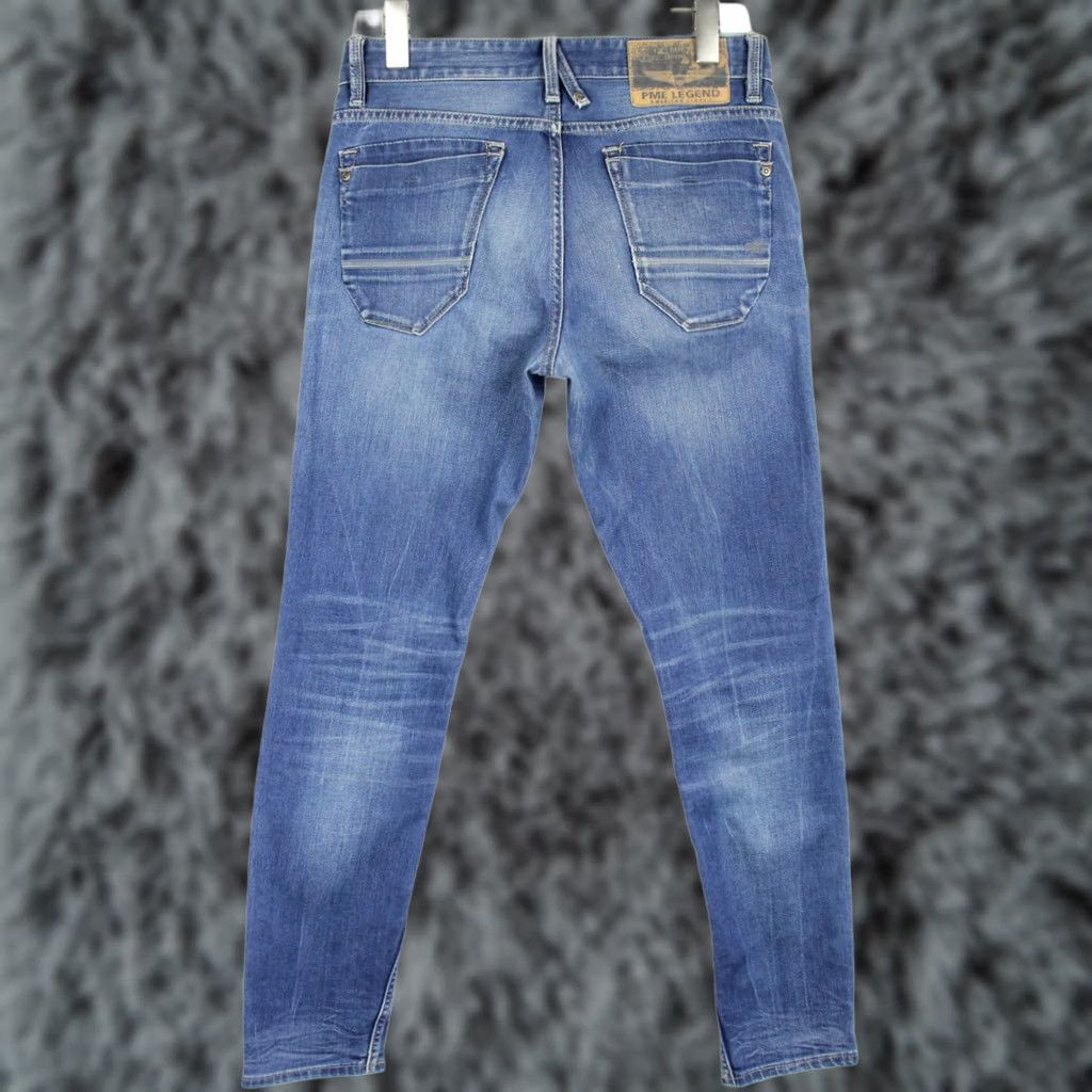 Vintage PME Legend Jeans Men's W29/L32 Tapered Fit Zip Fly Stretch Faded Whiskers Blue Jeans Size US 29 - 1 Thumbnail