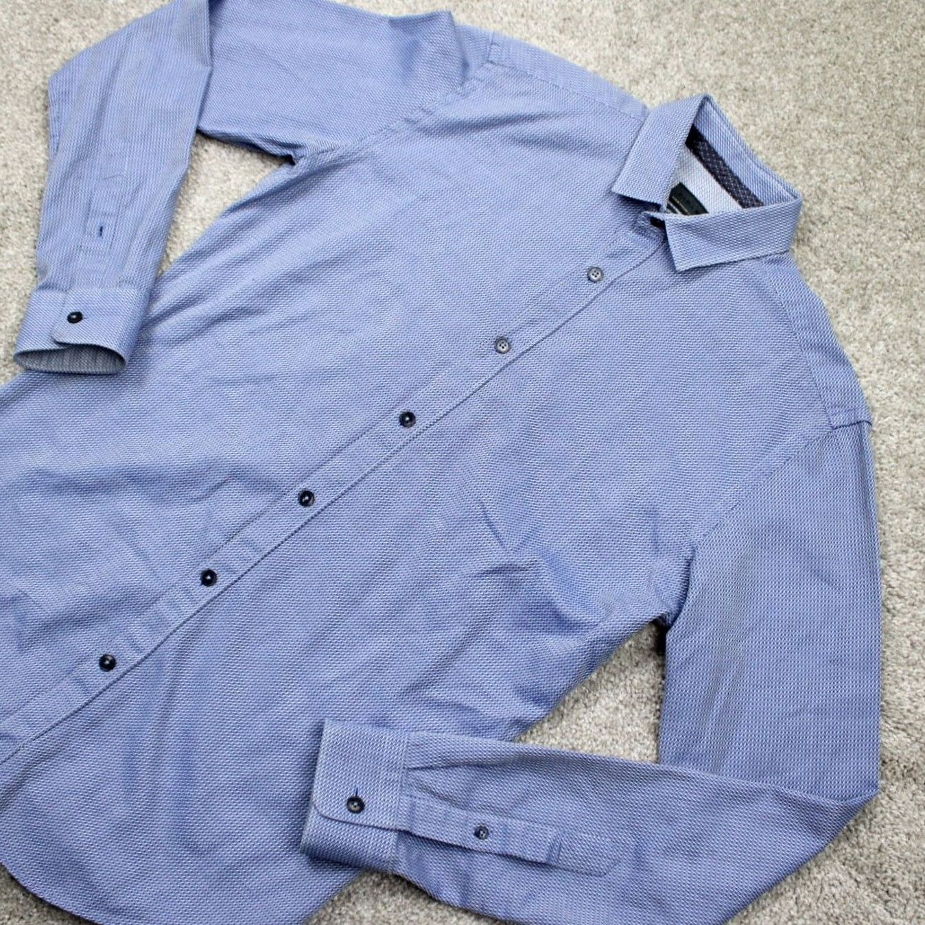 Zara Zara Man Button-Up Shirt Men Small Blue Geometric Slim Fit Long Sleeve Casual Button-Down Closet Gift Size US S / EU 44-46 / 1 - 4 Thumbnail