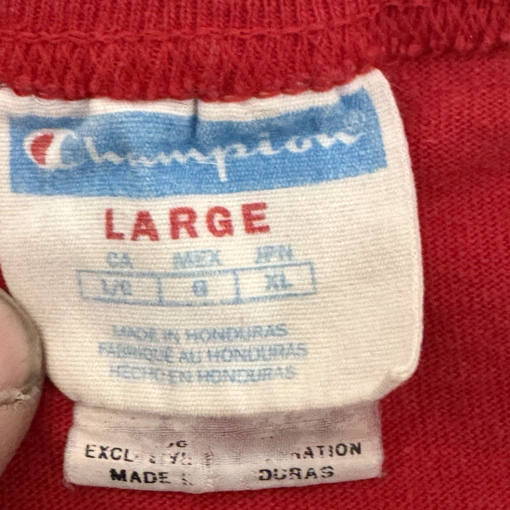 Champion VINTAGE Champion T Shirt Mens Sz Large Athletic Streetwear 90s Heritage Big Logo Red Cotton Jersey Short Sleeve Crew Neck Mens Size US L / EU 52-54 / 3 - 4 Thumbnail