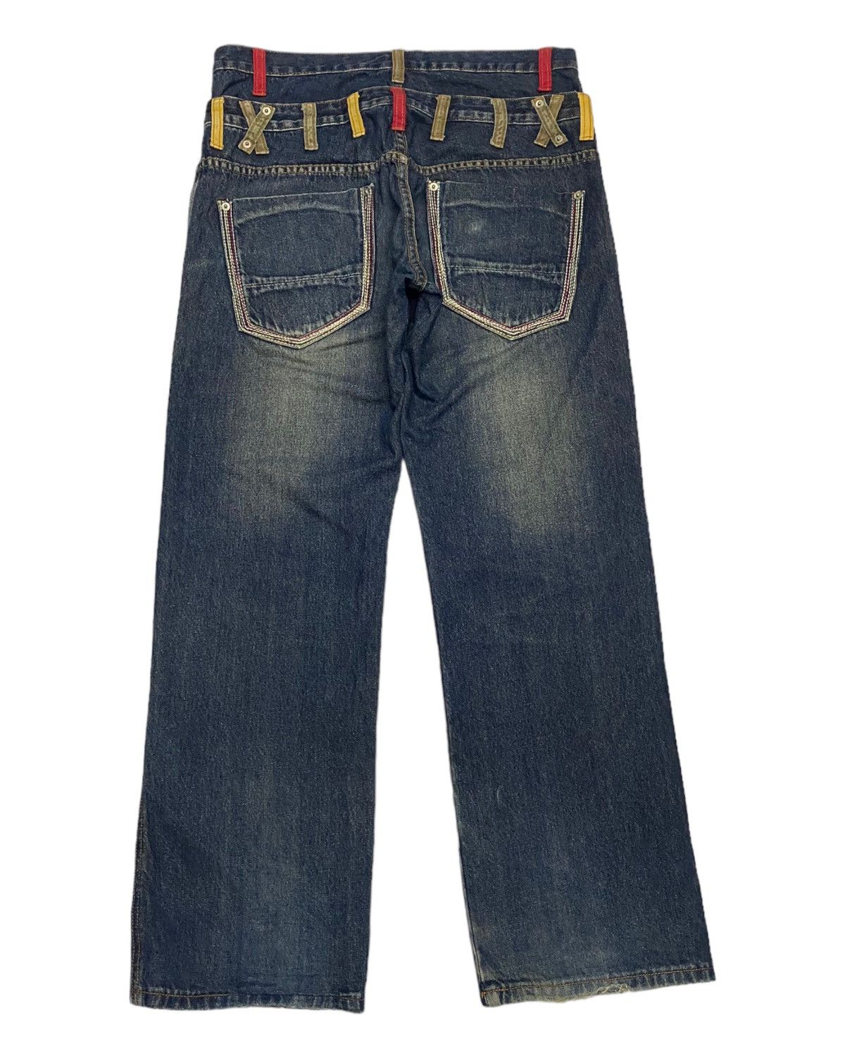 Japanese Brand DOUBLE WAIST JAPAN AMORE PURO DISTRESSED RIPPED DENIM JEANS Size US 33 - 2 Thumbnail