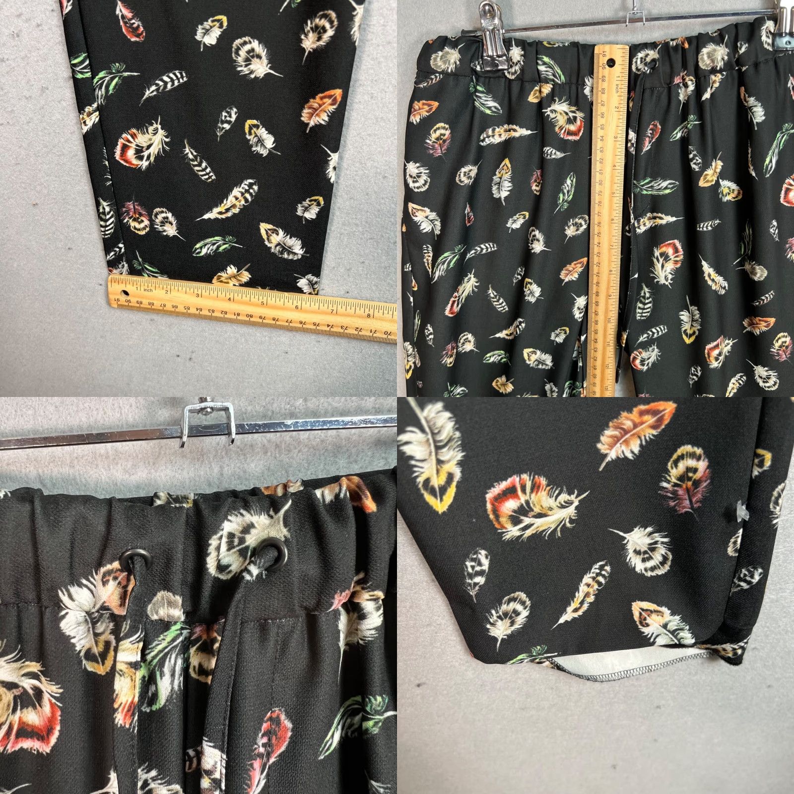 The Kooples VINTAGE The Kooples Womens Black Feather Print Polyester Pants Size Small Drawstring Womens Size 28" / US 6 / IT 42 - 8 Thumbnail
