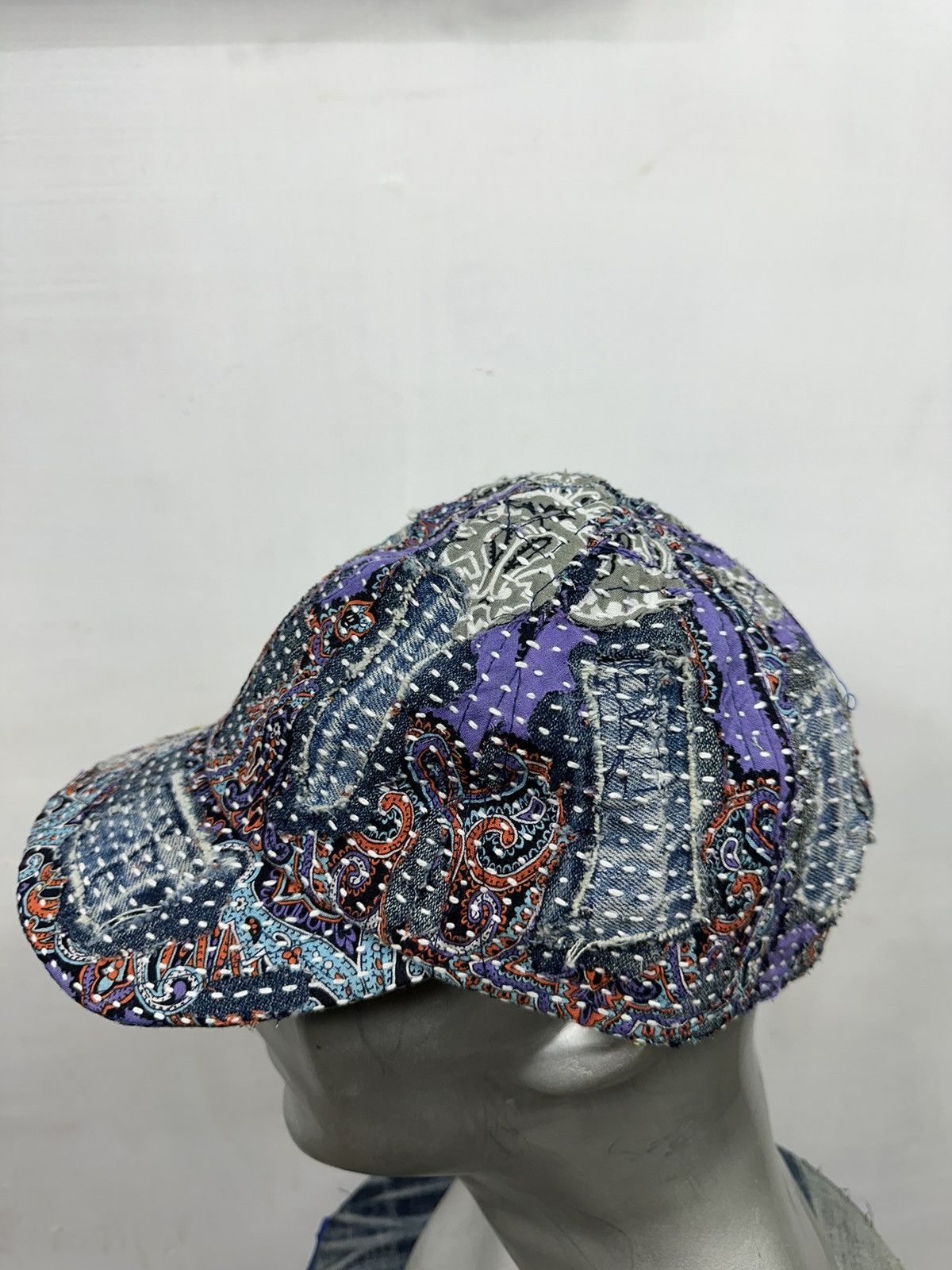 Handmade Custom Made Distressed Paisley Boro Patchwork hats Size ONE SIZE - 6 Thumbnail