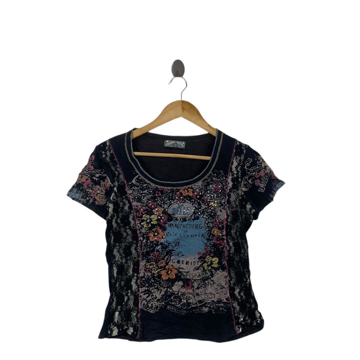 Vintage Vintage VANILLA SUGAR LA BELLE Rhinestone Bling Tee Shirt Size XXS / US 00 / IT 34 - 3 Thumbnail