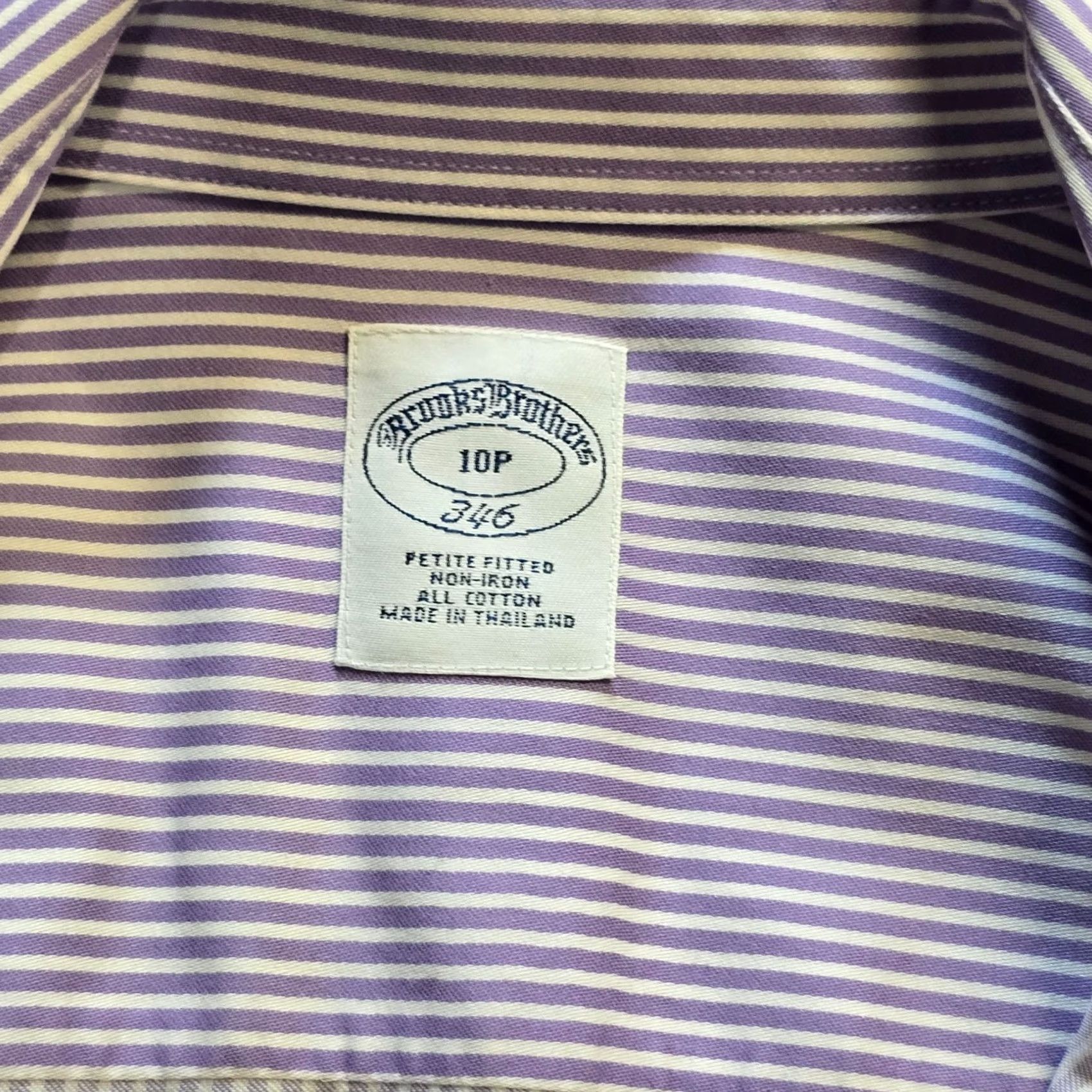 Brooks Brothers Brooks Brothers Top Womens Size 10P Petite Purple White Striped Button Career Shirt Size L / US 10 / IT 46 - 3 Thumbnail