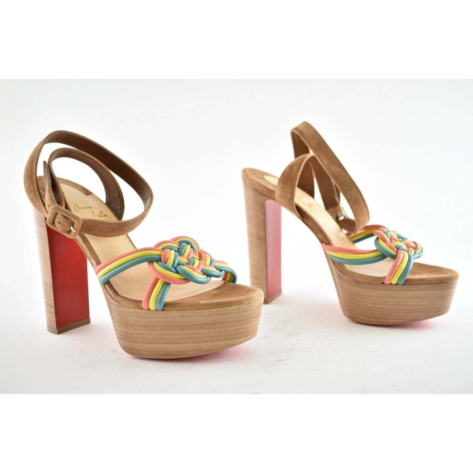Christian Louboutin Ella 130 Brown Red Ankle Strap Platform Sandal Heel Pump 36 Size US 6 / IT 36 - 4 Thumbnail