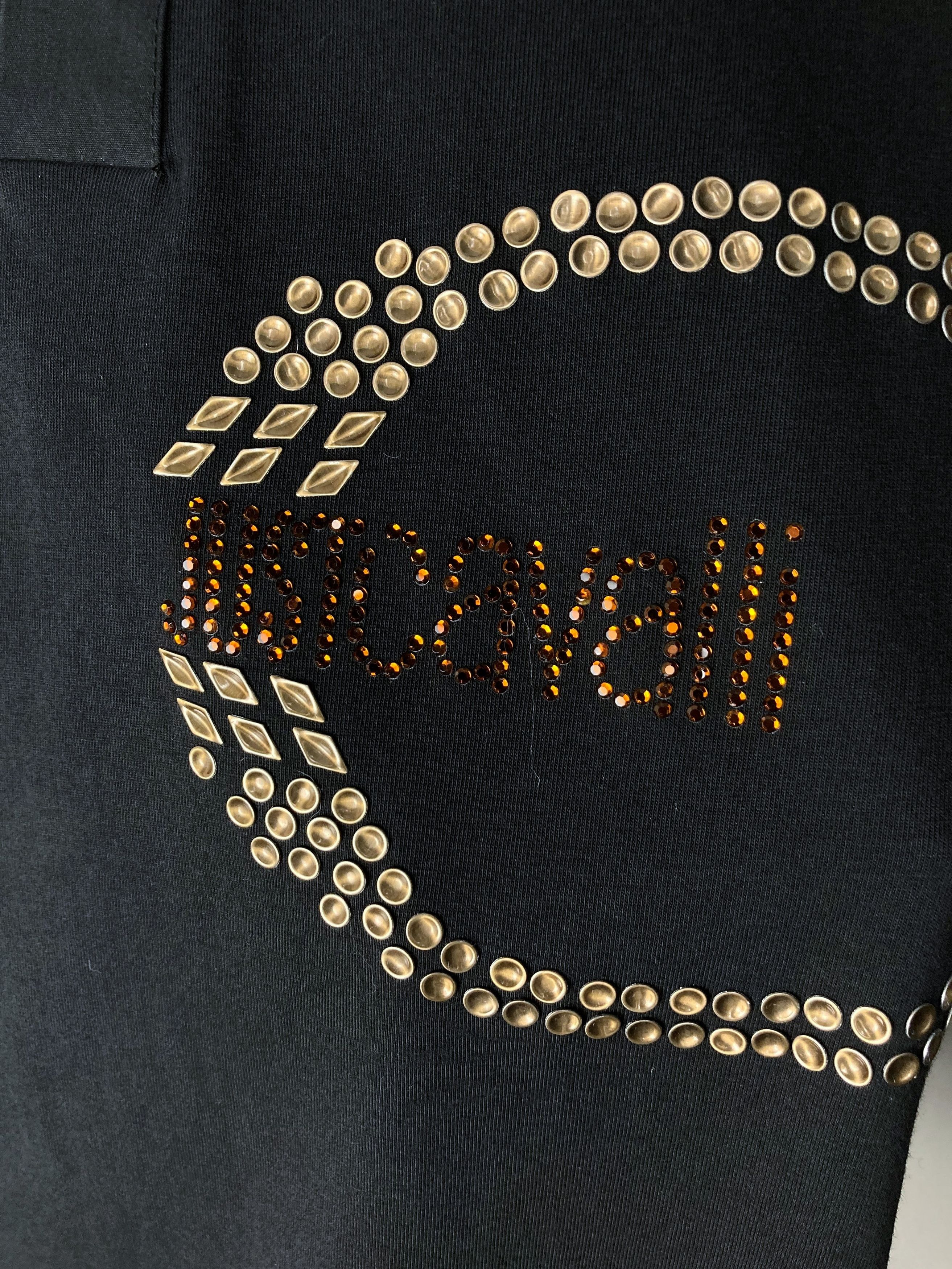 Just Cavalli Just Cavalli Big Logo Button Up Black T Shirt Vintage 90s Size US S / EU 44-46 / 1 - 4 Thumbnail
