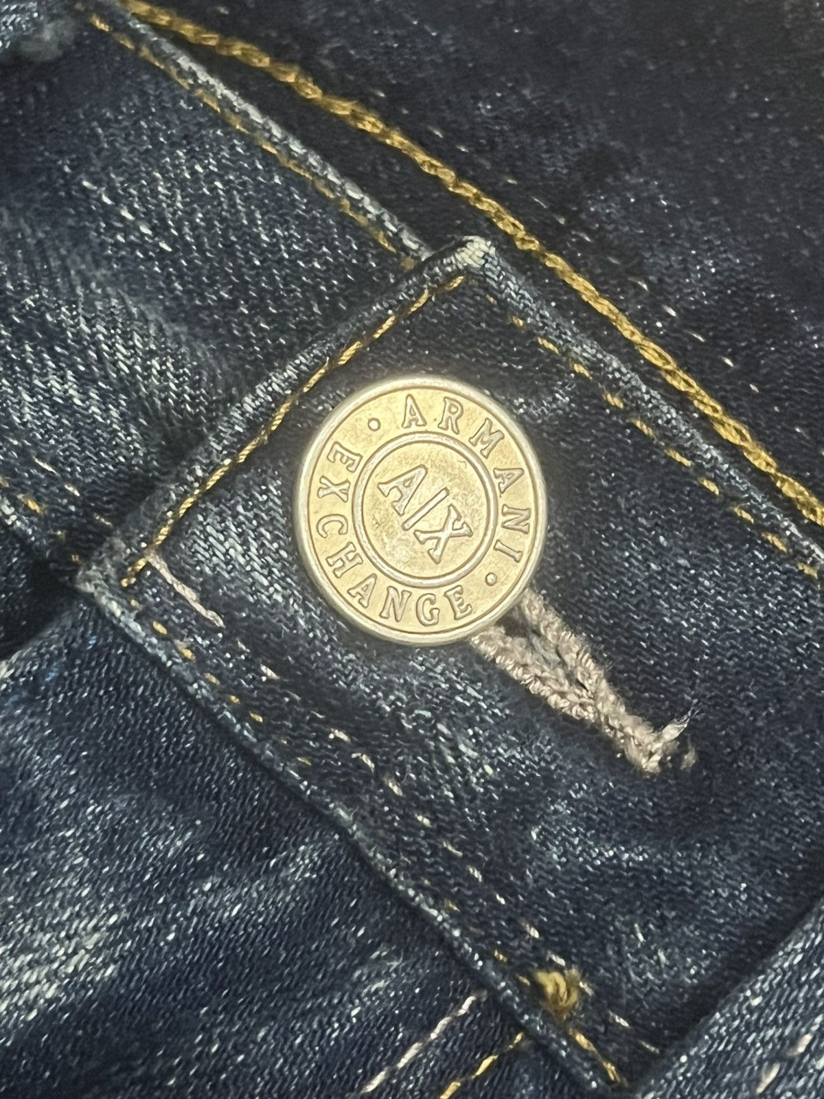 Armani Exchange Vintage Armani Exchange Blue Washed Fringe Straight Leg Jean Size US 31 - 3 Thumbnail