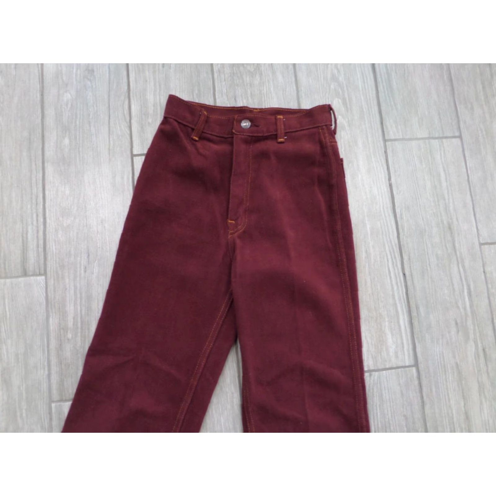 Levi's VINTAGE Levi's burgundy HIGH WAIST pants 24x30 jeans CHAMOIS velvet Womens, no tag size, 1970s era Size 42" / US 20 - 6 Thumbnail