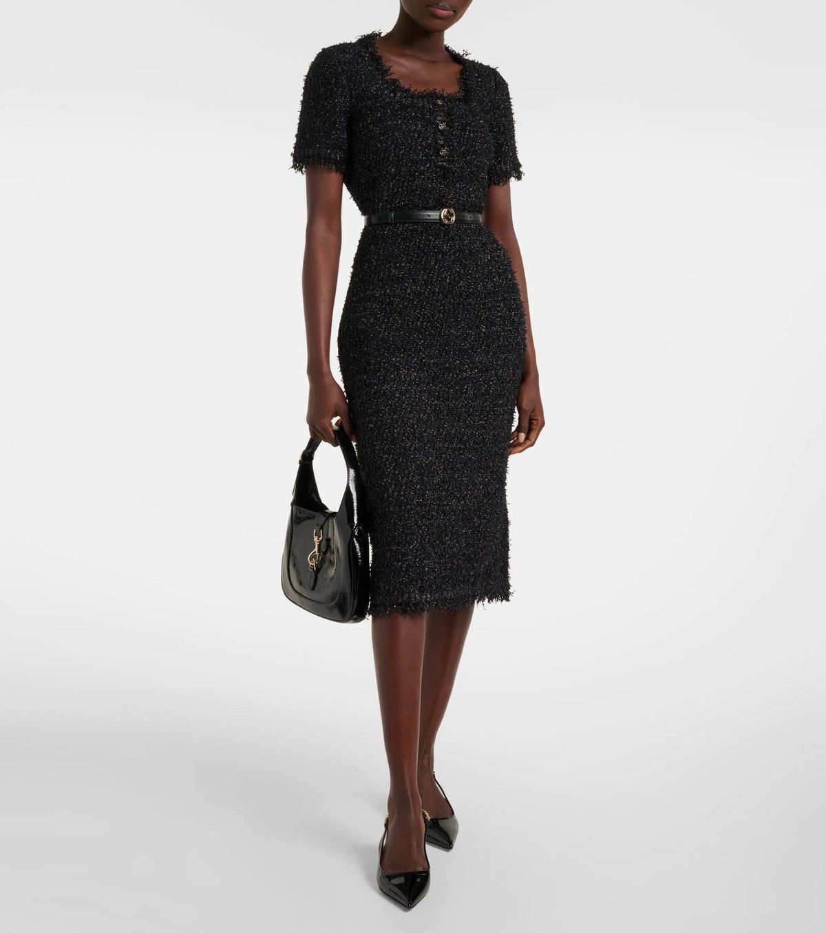 Gucci o1s1wg111025 Midi Dress in Black Size XS / US 0-2 / IT 36-38 - 2 Thumbnail