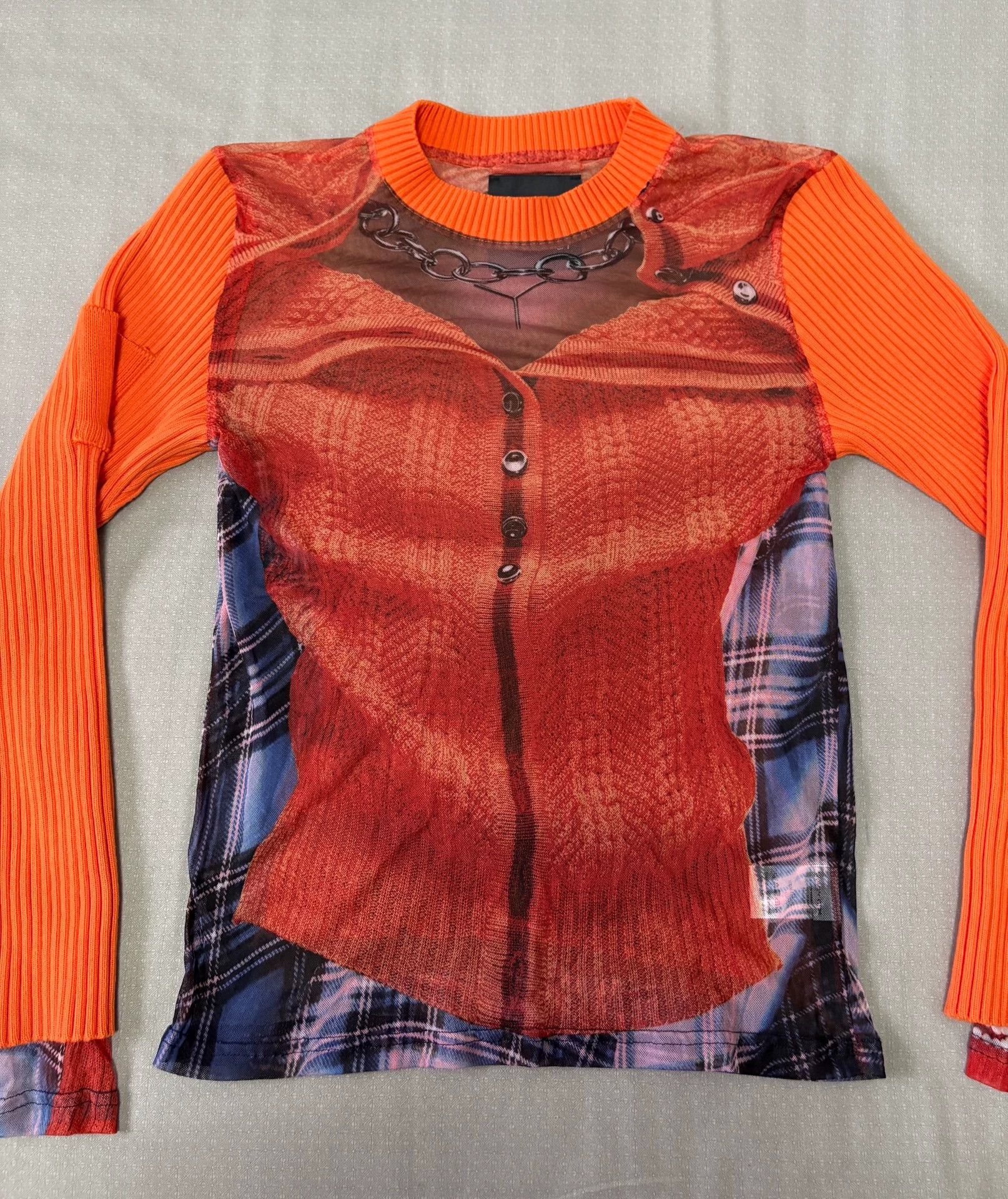 Y/Project Yproject x JPG 3D Figure Print Mesh Top Knit Sleeve Size XS / US 0-2 / IT 36-38 - 3 Thumbnail