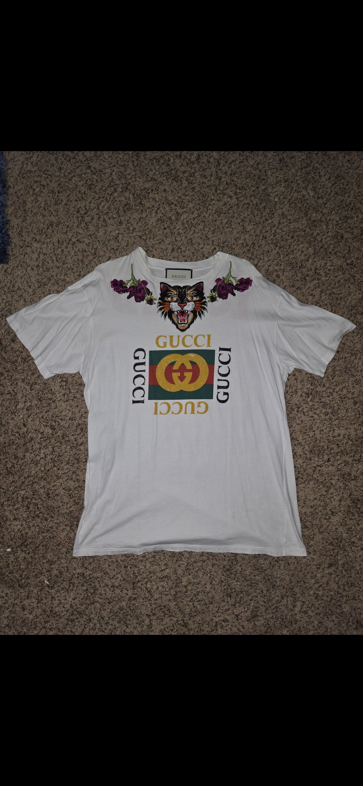 Gucci Gucci Angry Cat Floral Embroidered Logo T-Shirt Size US XL / EU 56 / 4 - 1 Thumbnail