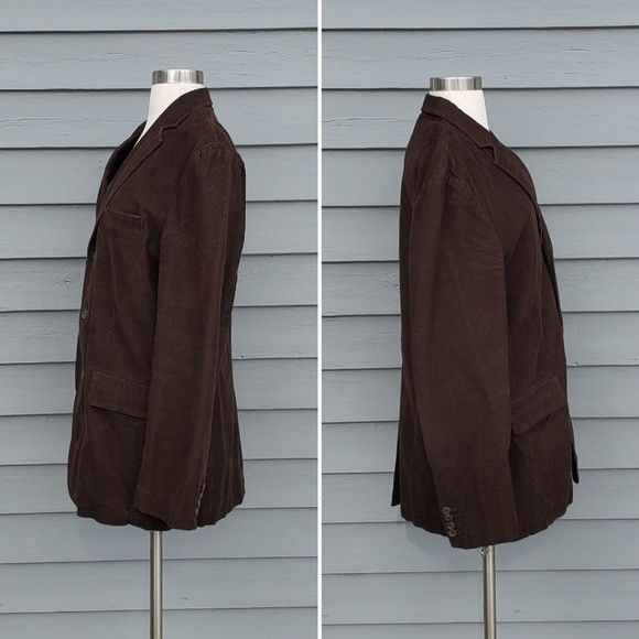 J.Crew × Vintage Vintage 90s y2k J.Crew Western Boho Cowboy Brown Cord Blazer Size 40R - 2 Thumbnail