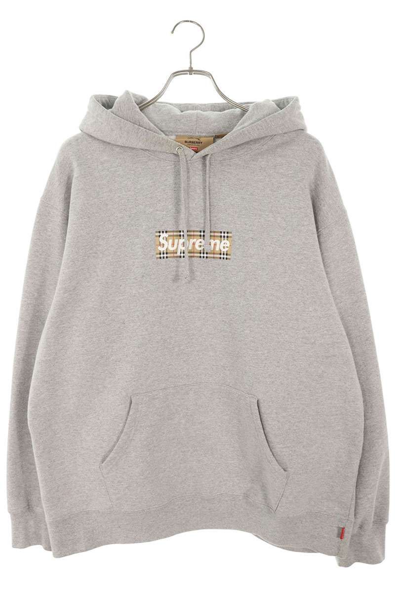 Burberry × Supreme Supreme Burberry Box Logo Hoodie Grey | Grailed