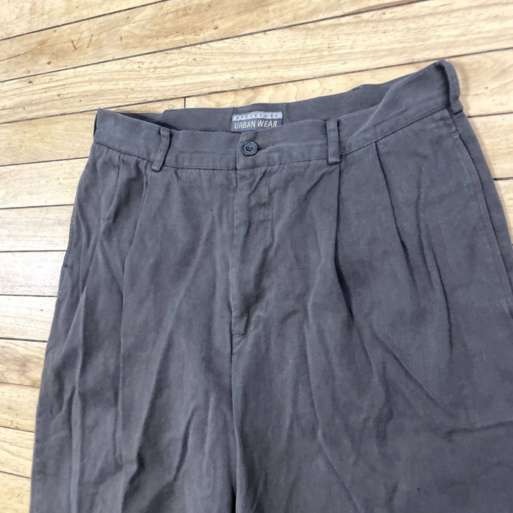 Vintage VINTAGE Structure Urban Wear 90s Pleated Pants Men Baggy 33x29 Brown Gray Cuffed Size US 32 / EU 48 - 4 Thumbnail