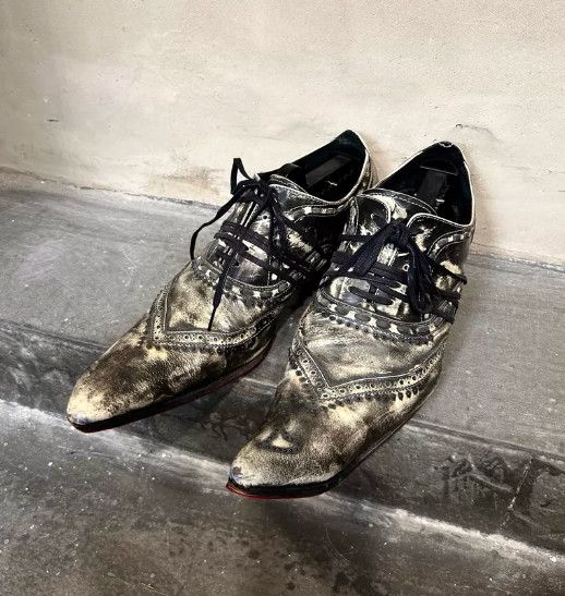 Hiromu Takahara Cut-Out Studded Pointed-Toe Leather Boots