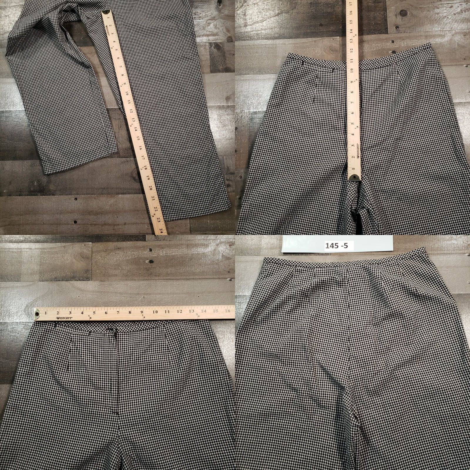 Liz Claiborne Liz Claiborne Pants Capri Black Check Zip Closure Straight Rise Mid 8 Womens Regular Inseam 23 Negative N/A Size 30" / US 8 / IT 44 - 8 Thumbnail