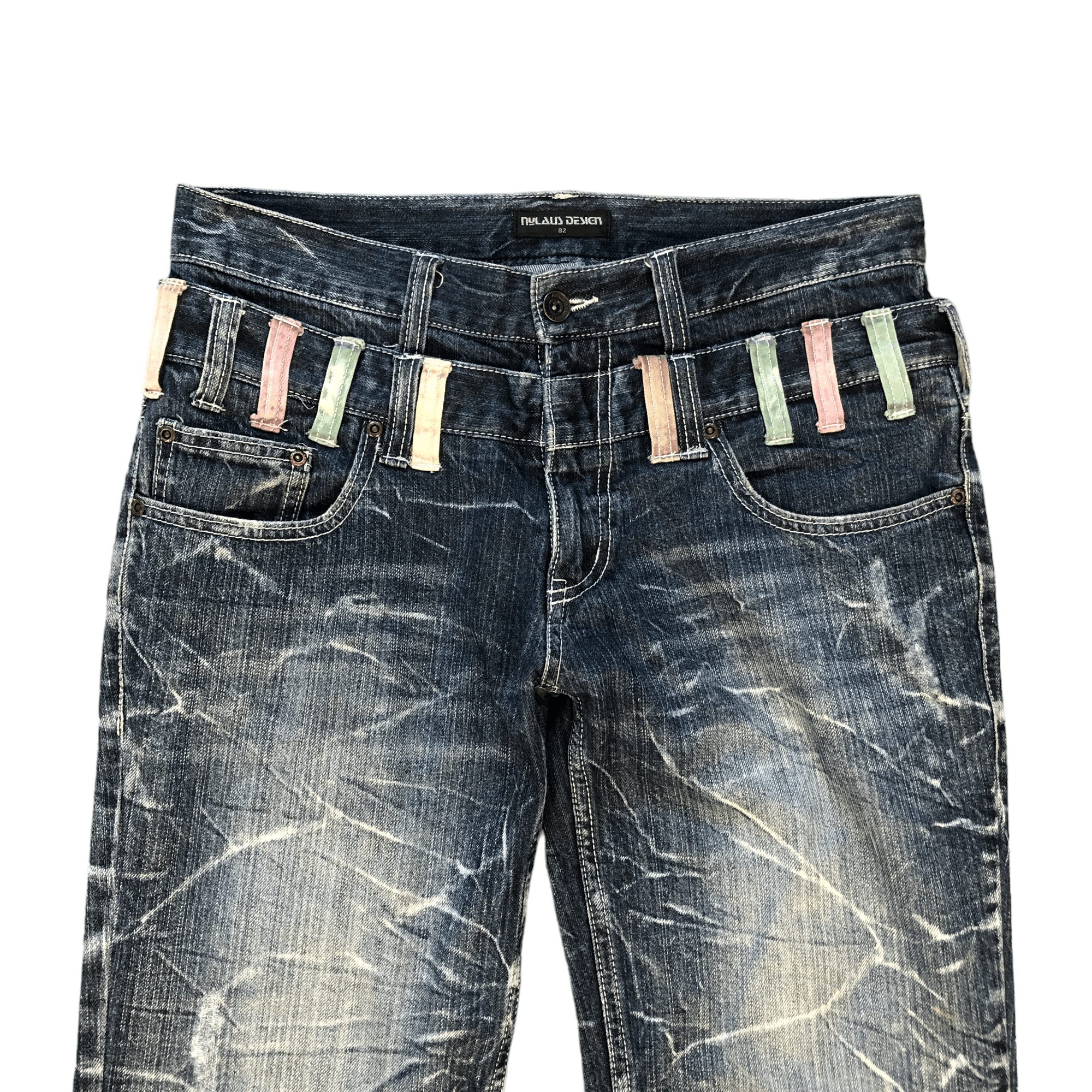 Japanese Brand NYLOUS DESIGN LIMITED EDITION DOUBLE WAIST DENIM #5982-216 Size US 31 - 2 Thumbnail