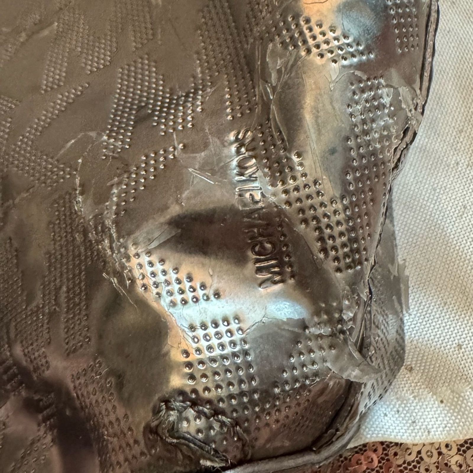 Michael Kors MICHAEL KORS 🩶 Monogrammed Metallic Tote with Silver Chains Size ONE SIZE - 15 Thumbnail