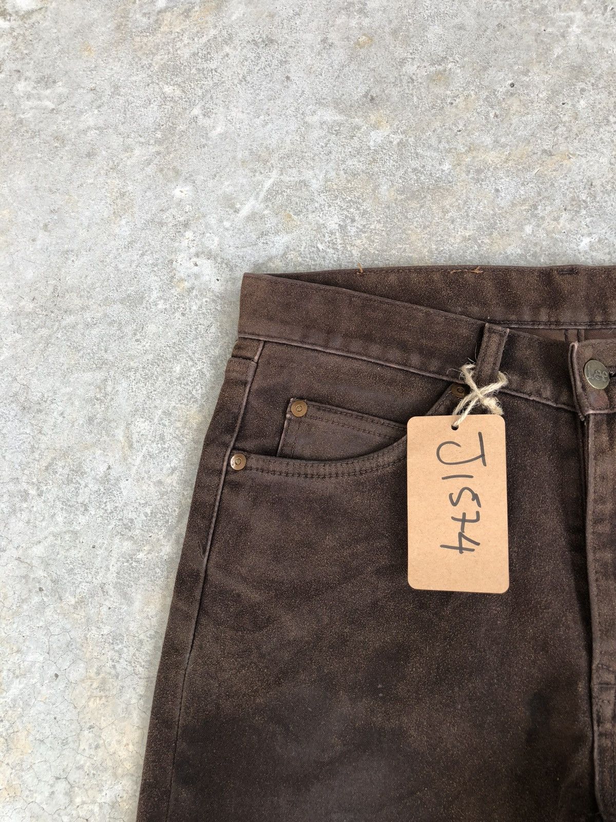 If Six Was Nine Vintage Lee Flared Jeans Distressed Leather Cowhide Size US 29 - 13 Thumbnail