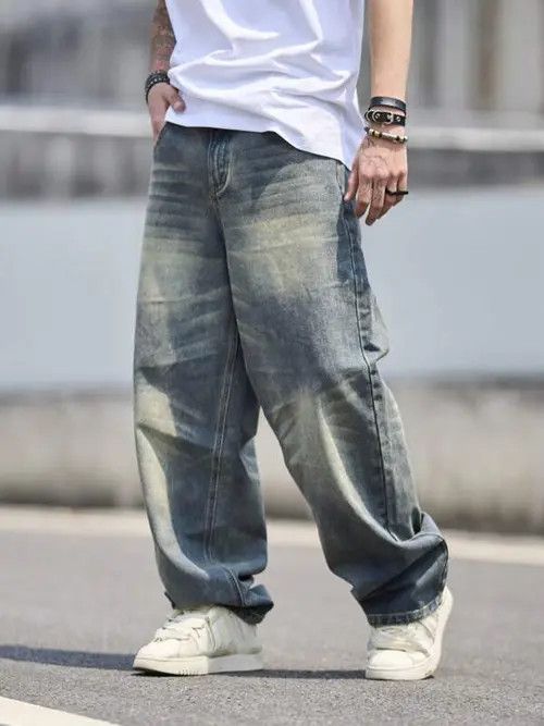 Jean Washed RETRO vintage skate denim jeans Size US 34 / EU 50 - 1 Thumbnail