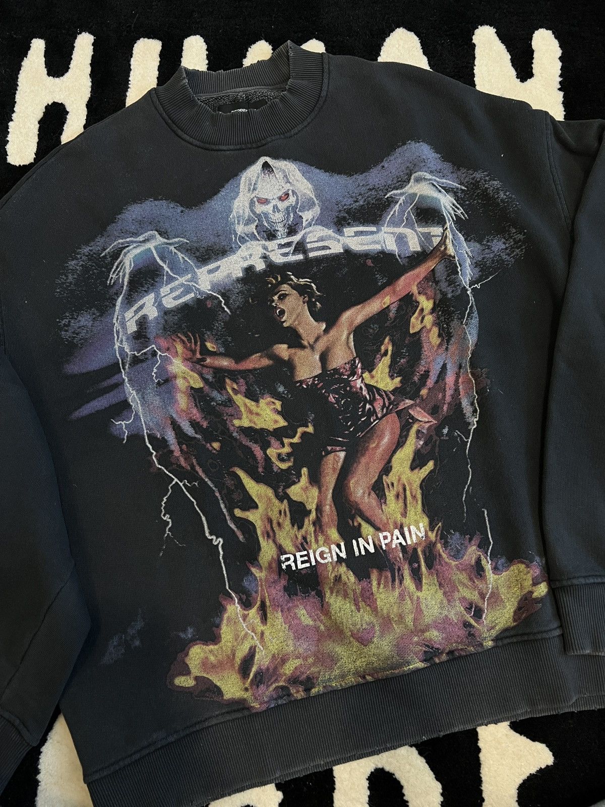 image of Represent Clo. Crewneck in Black, Men's (Size Medium)