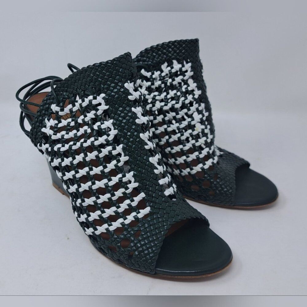 Mulberry Mulberry Woven Leather Strappy Wedge Sandals White Green It Size US 7.5 / IT 37.5 - 1 Thumbnail