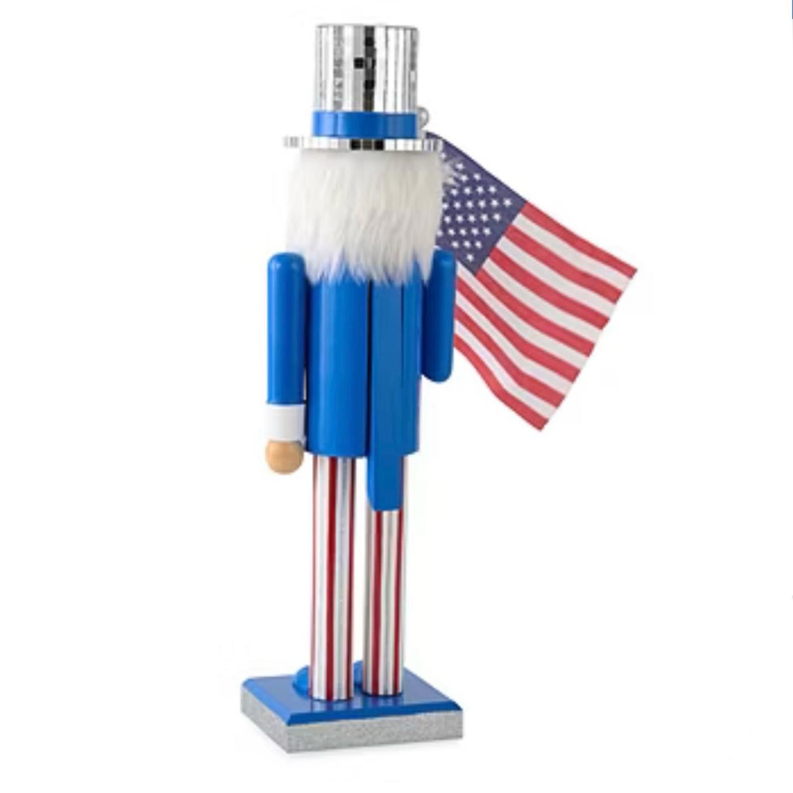 Designer Patriotic Wood Nutcracker 14” Womens Boy USA Home Decor Size ONE SIZE - 2 Thumbnail