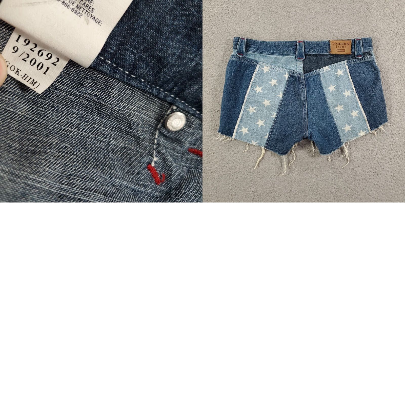 Tommy Hilfiger VINTAGE Tommy Hilfiger Shorts Womens Juniors 7 Blue Denim Casual 90s Flag Patriotic Cut-Off Size 28" / US 6 / IT 42 - 8 Thumbnail