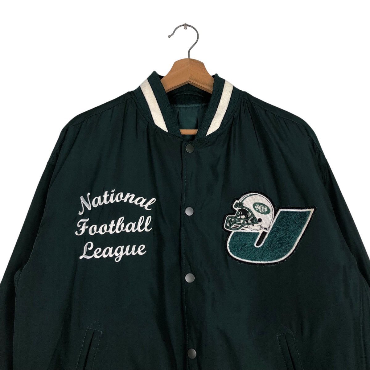 Japanese Brand 📌Vintage Bomber Jacket NFL New York Jets Big Logo Size US L / EU 52-54 / 3 - 4 Thumbnail