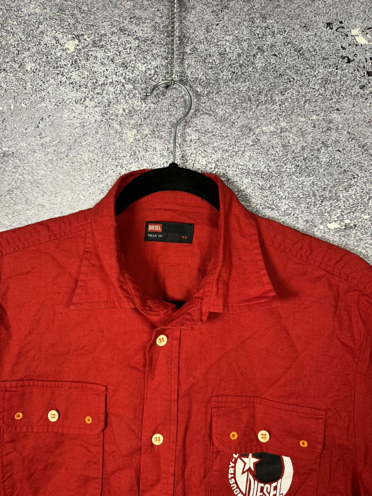 Diesel × Vintage Vintage Diesel Linen Shirt Sleeve Red Shirt y2k Small Size US S / EU 44-46 / 1 - 5 Thumbnail