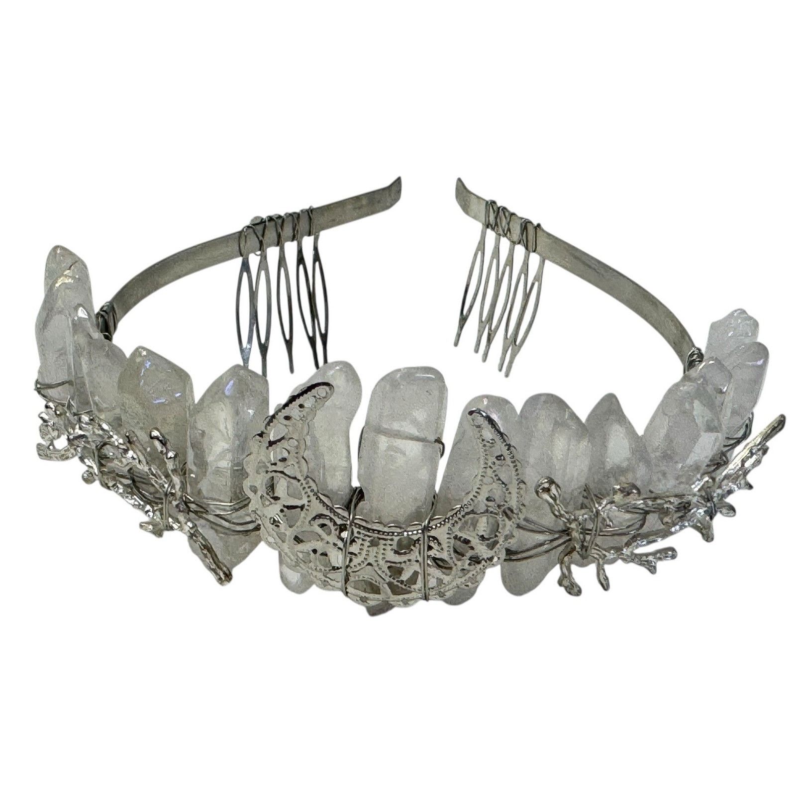Other Aura Natural Raw Quartz Angel Crystal Goddess Tiara Crown Size ONE SIZE - 4 Thumbnail