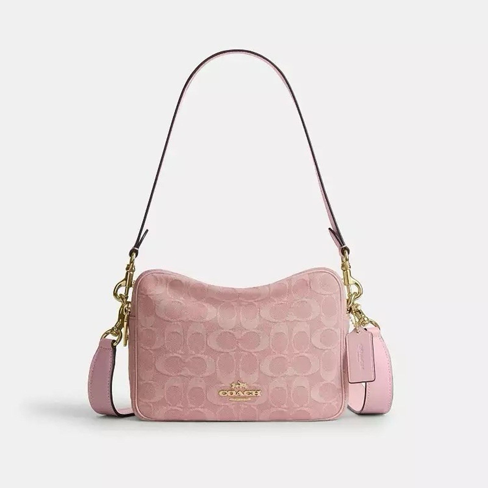 Coach NWT Coach Carey Crossbody Bag Signature Denim CER69 Pink Size ONE SIZE - 12 Thumbnail