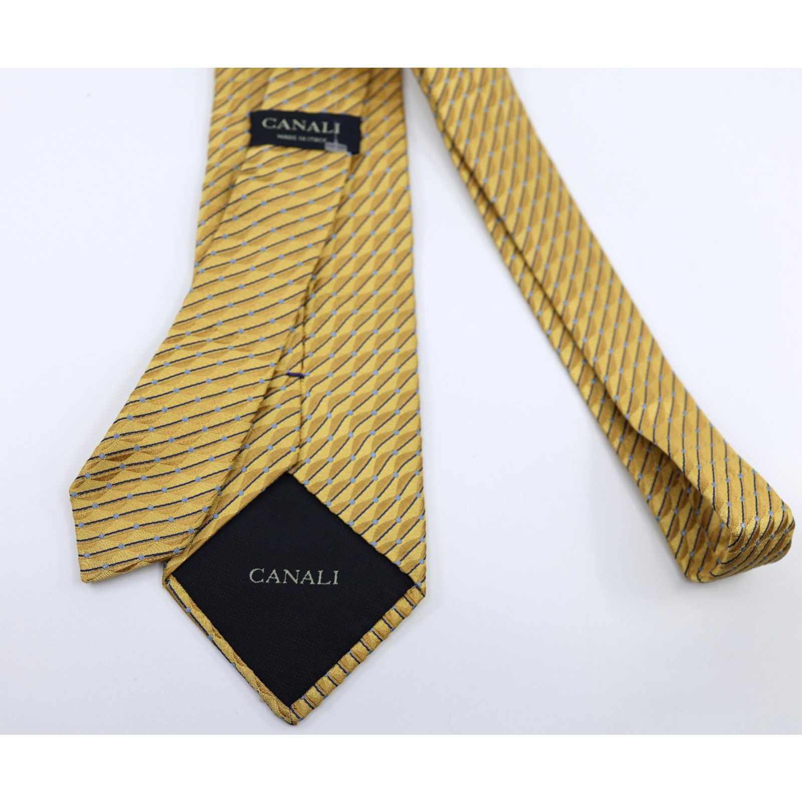 Canali CANALI Yellow Wave Geometric Jacquard 100% Silk Tie $195 Size ONE SIZE - 3 Thumbnail