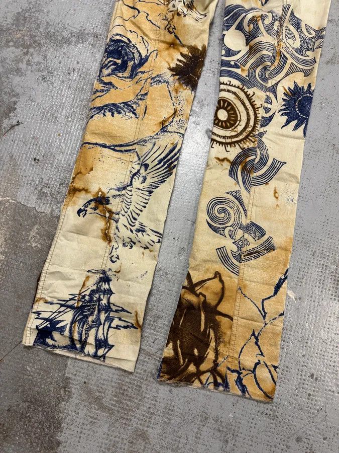 Roberto Cavalli 2000s Cavalli Class Eagle Boat Tatoo Beige Pants Size 24" / US 00 / IT 34 - 4 Thumbnail