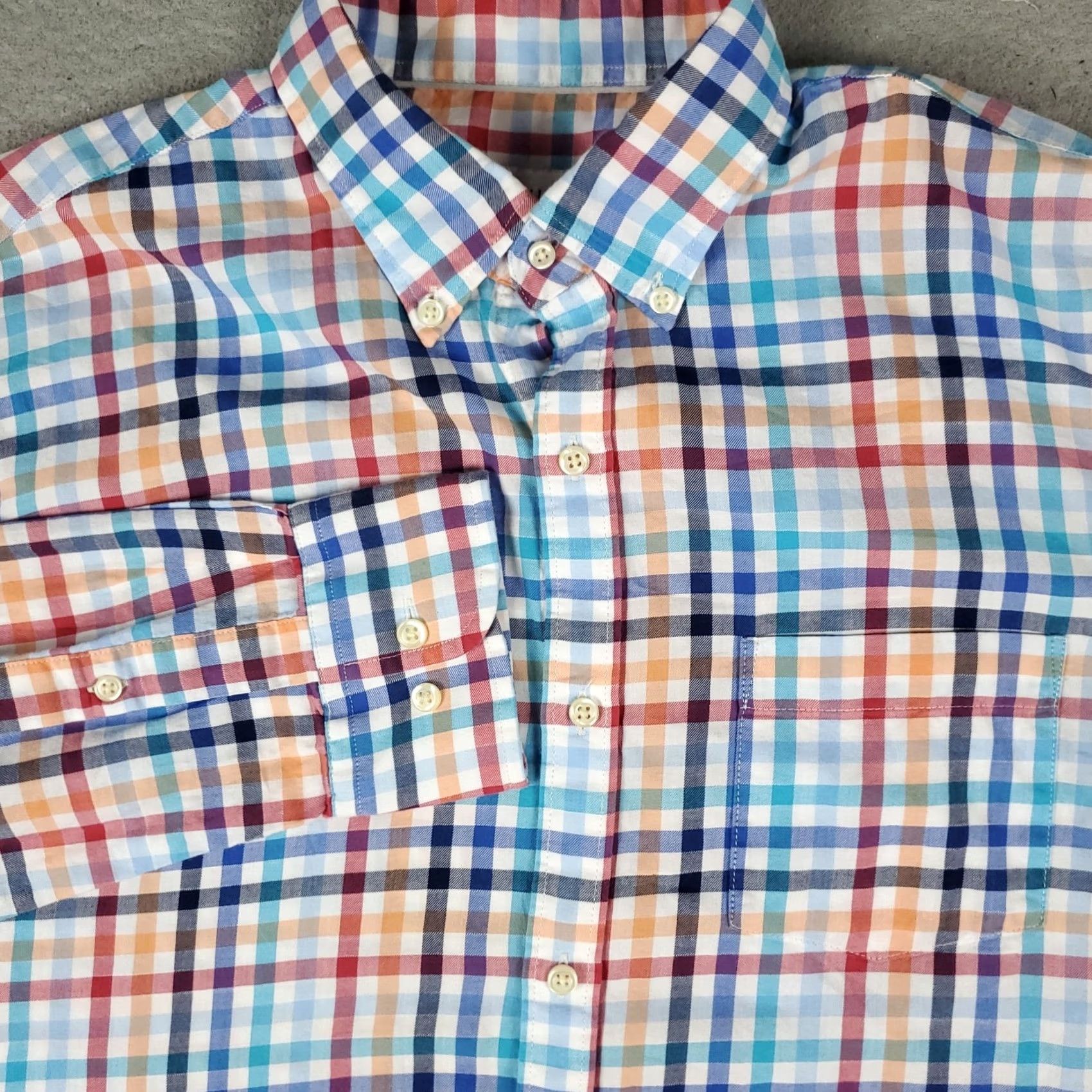 Peter Millar Peter Millar Shirt Mens Large Red Blue Check Button Up Long Sleeve Size US L / EU 52-54 / 3 - 2 Thumbnail
