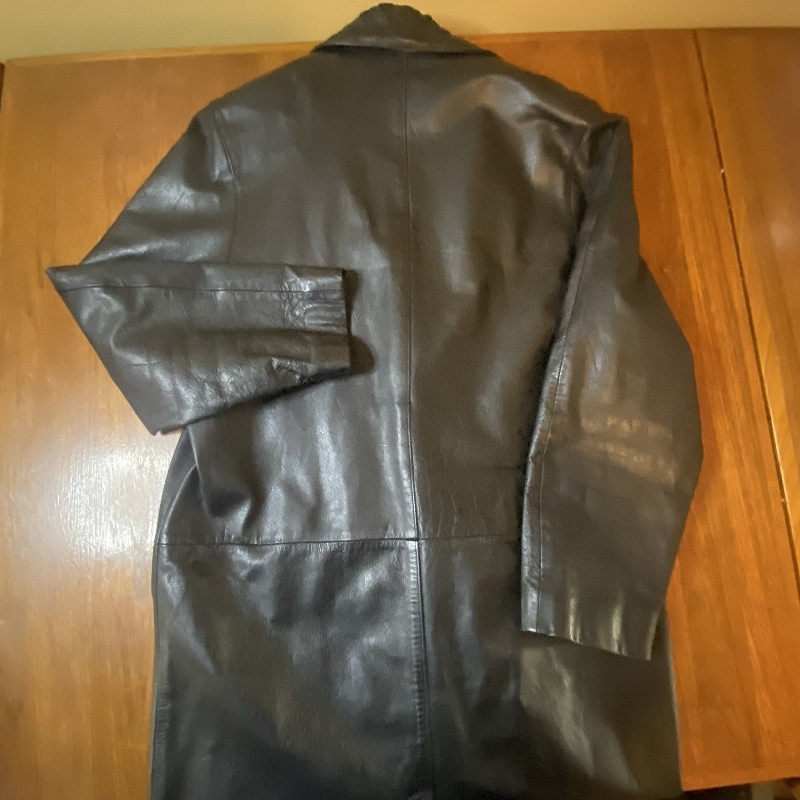 & Other Stories Vintage Women’s M Leather Trench Coat Jacket Long Black Size M / US 6-8 / IT 42-44 - 3 Thumbnail