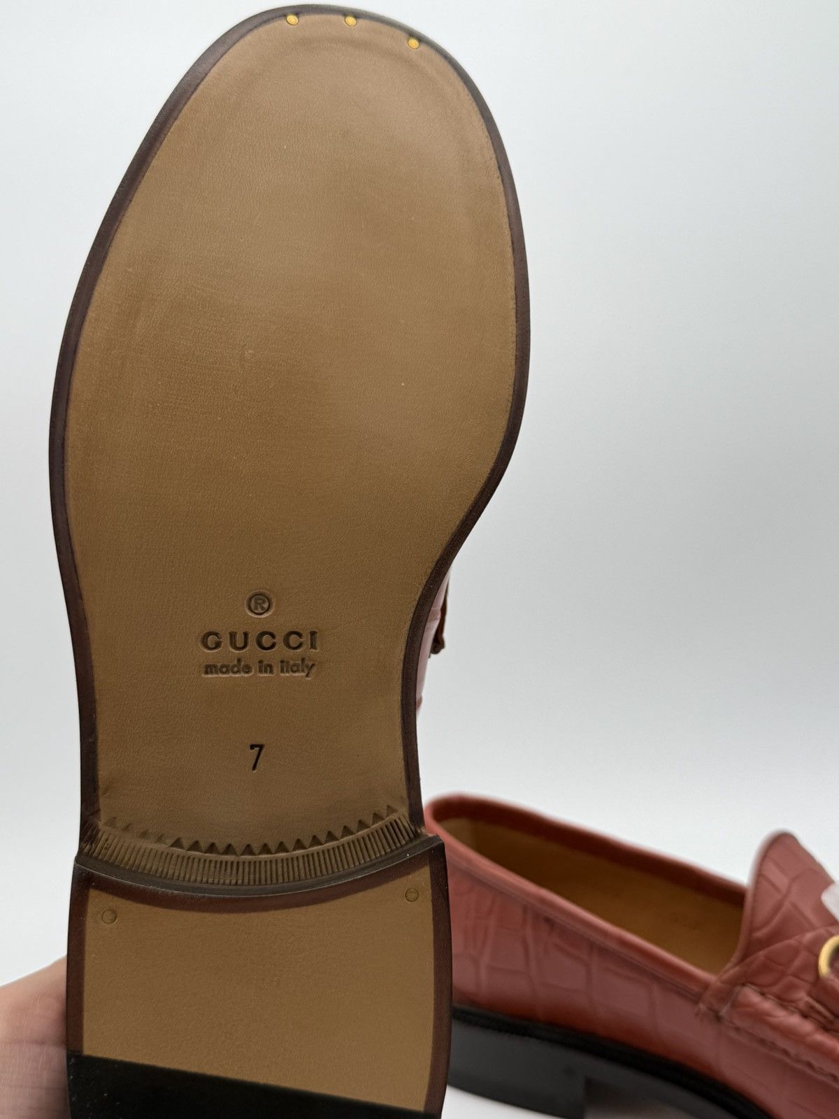 Gucci Gucci Men’s Crocodile Horsebit Loafers Amber Size 8 US NWT Size US 8 / EU 41 - 11 Thumbnail