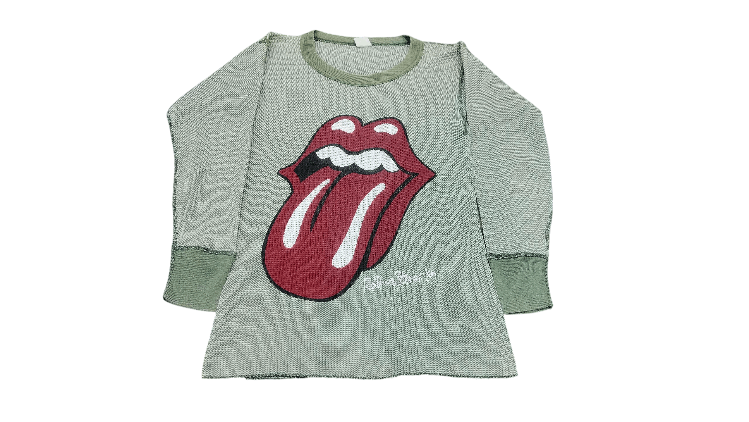 Band Tees Super Rare vintage 80s Rolling Stones army green tshirt Size XS / US 0-2 / IT 36-38 - 1 Thumbnail