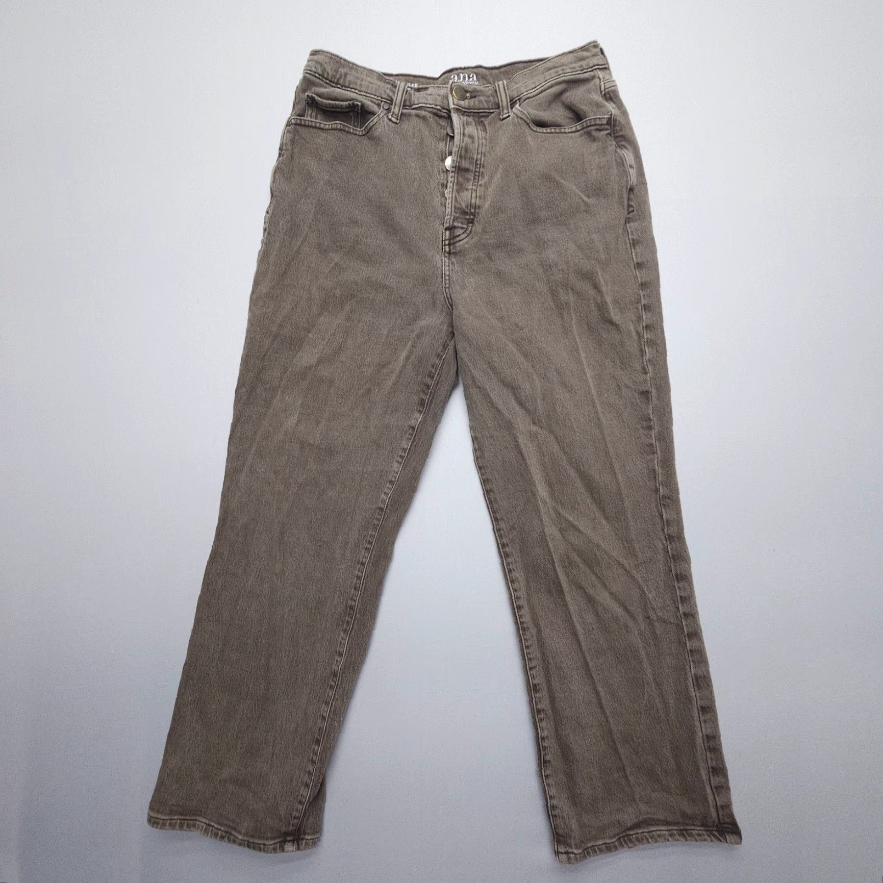 Denime VINTAGE Ana Highest Rise Straight Button Fly Jeans Womens 12 Brown Denim 26" inseam 90s American Size 34" / US 12 / IT 48 - 2 Thumbnail