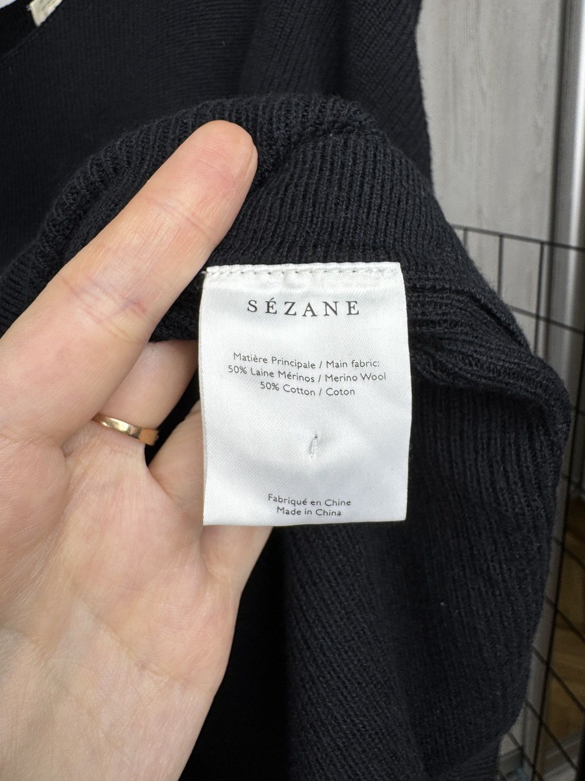 Sezane Sezane Paris black wool cotton blend side button sweater S Size S / US 4 / IT 40 - 11 Thumbnail