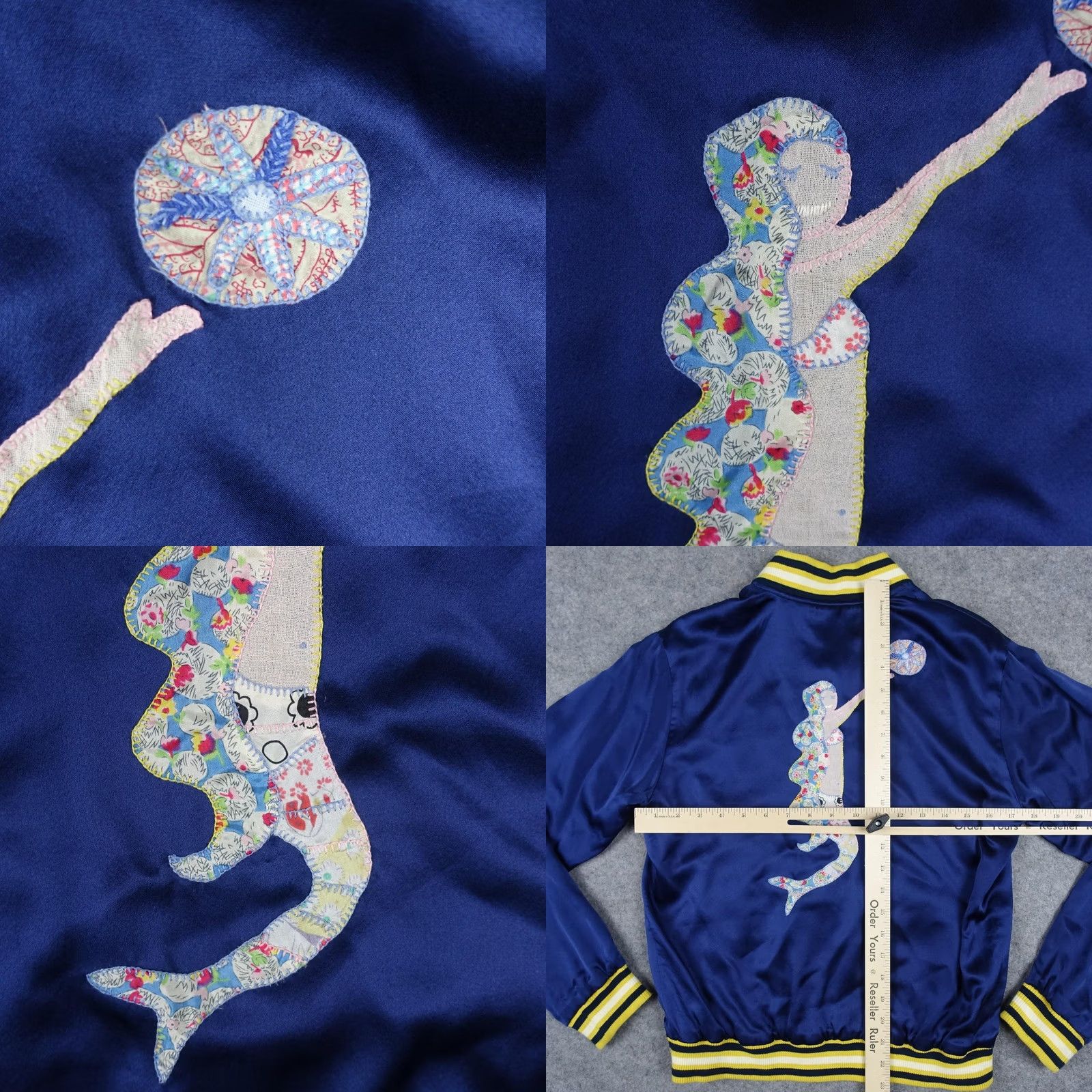 Tsumori Chisato VINTAGE Tsumori Chisato Jacket Womens 2 Blue Silk Reversible Mermaid Shell Art Bomber Size XS / US 0-2 / IT 36-38 - 8 Thumbnail