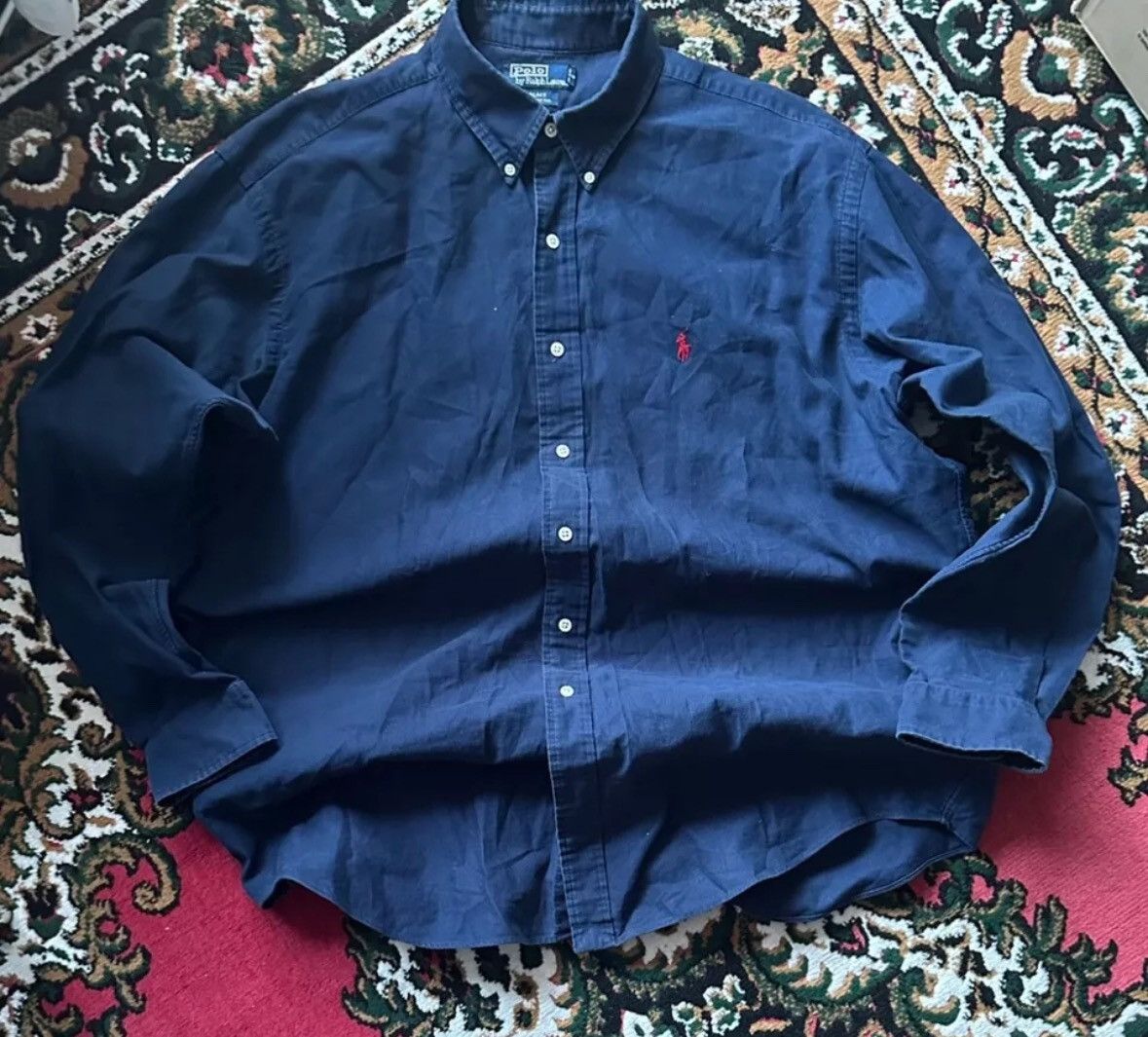 Polo Ralph Lauren × Vintage Vintage Polo Ralph Lauren Velvet Blue Shirt Size XL Size US XL / EU 56 / 4 - 1 Thumbnail