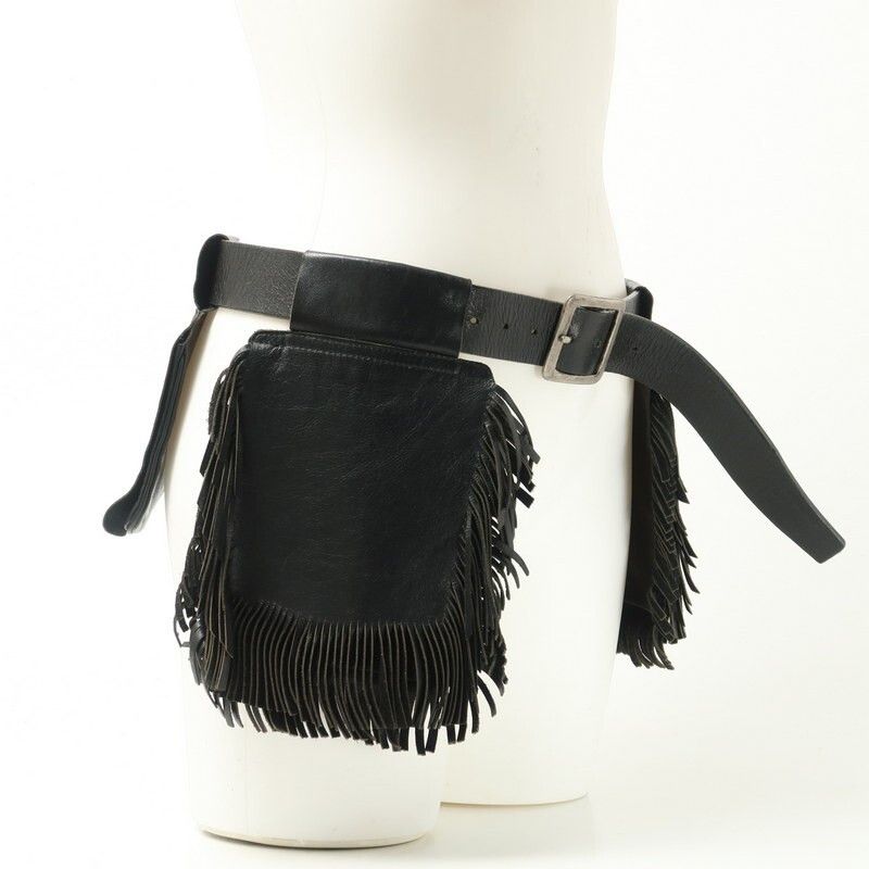 Yohji Yamamoto Leather Fringe Pocket Belt Size 32 - 5 Thumbnail