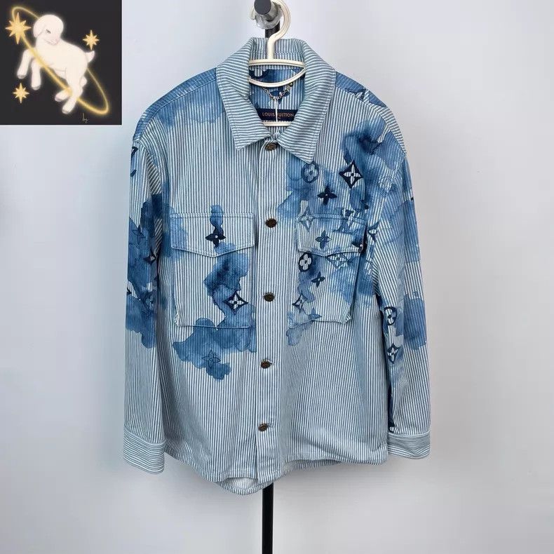 Louis Vuitton Louis Vuitton Blue ink stripe smudged logo shirt Size US L / EU 52-54 / 3 - 1 Thumbnail