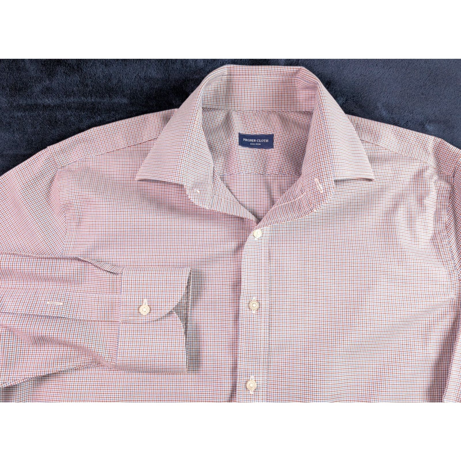 CLOT Proper Cloth Stretch Rose Houndstooth Shirt Button-Up Mens L Red Plaid Classic Preppy Casual/Workwear Shirt Size US L / EU 52-54 / 3 - 2 Thumbnail