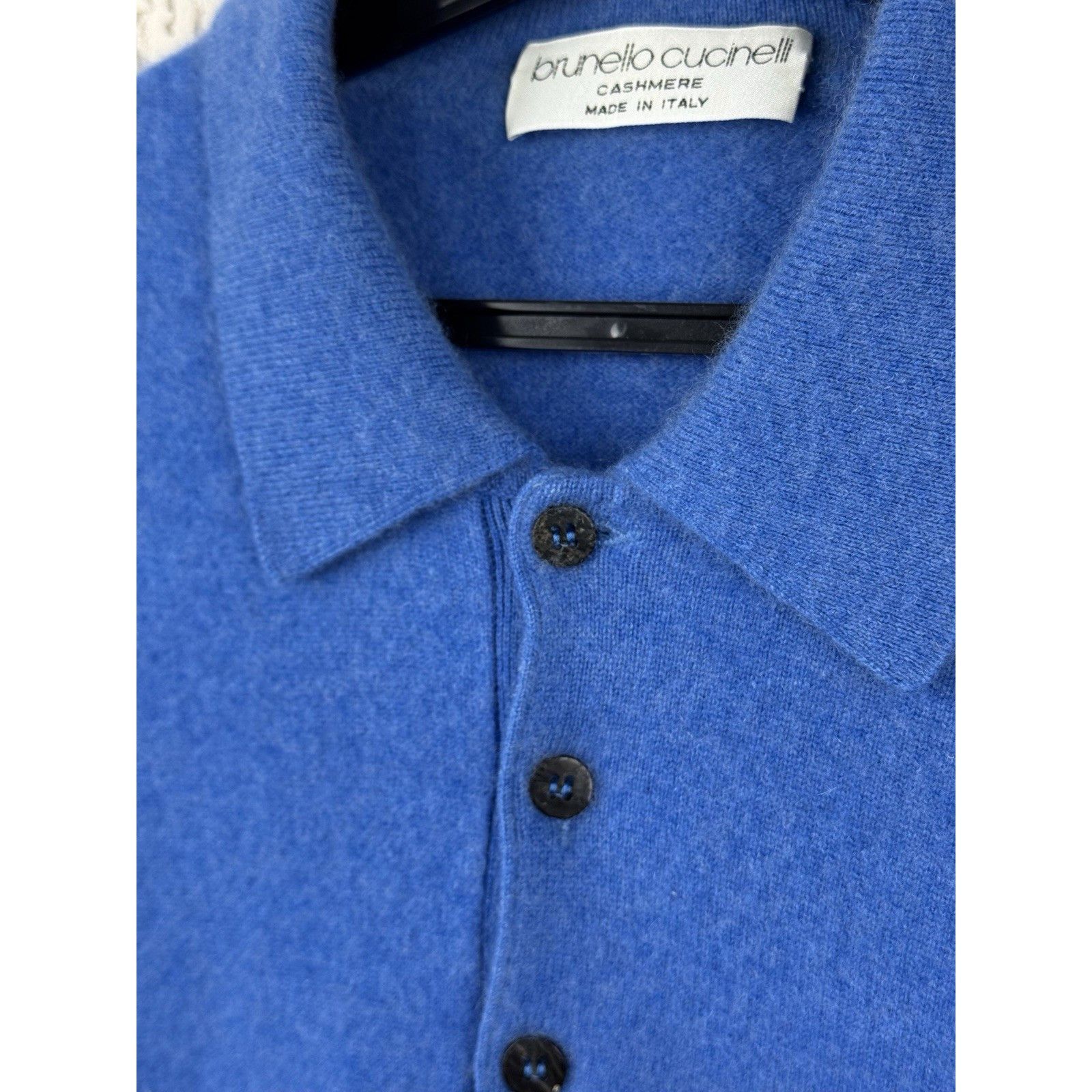 Brunello Cucinelli BRUNELLO CUCINELLI Blue Long-Sleeved Sweater Cashmere Polo S Size US XL / EU 56 / 4 - 5 Thumbnail