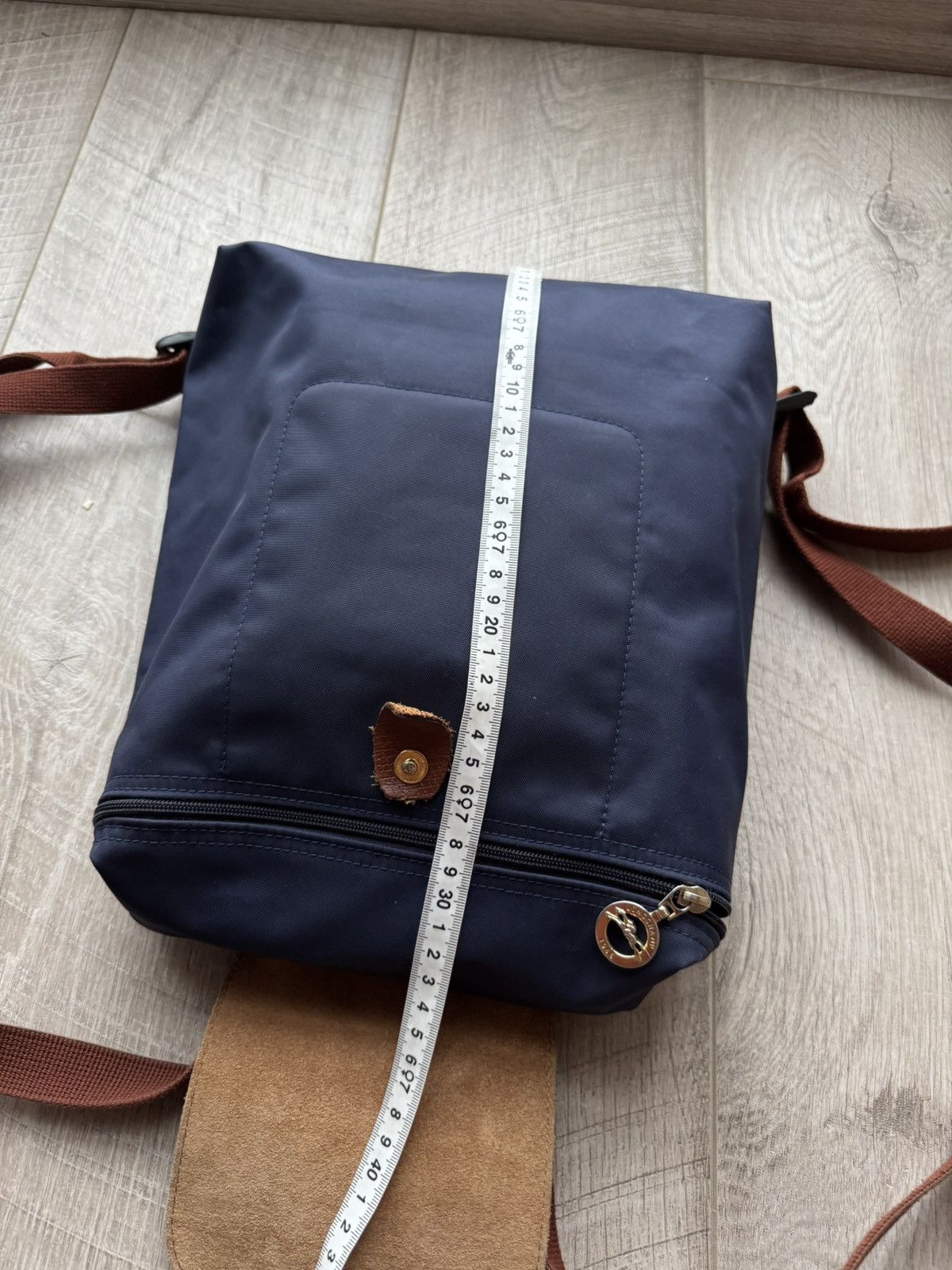 Longchamp Longchamp Le Pliage Navy Brown Blue Nylon Backpack USED Size ONE SIZE - 18 Thumbnail