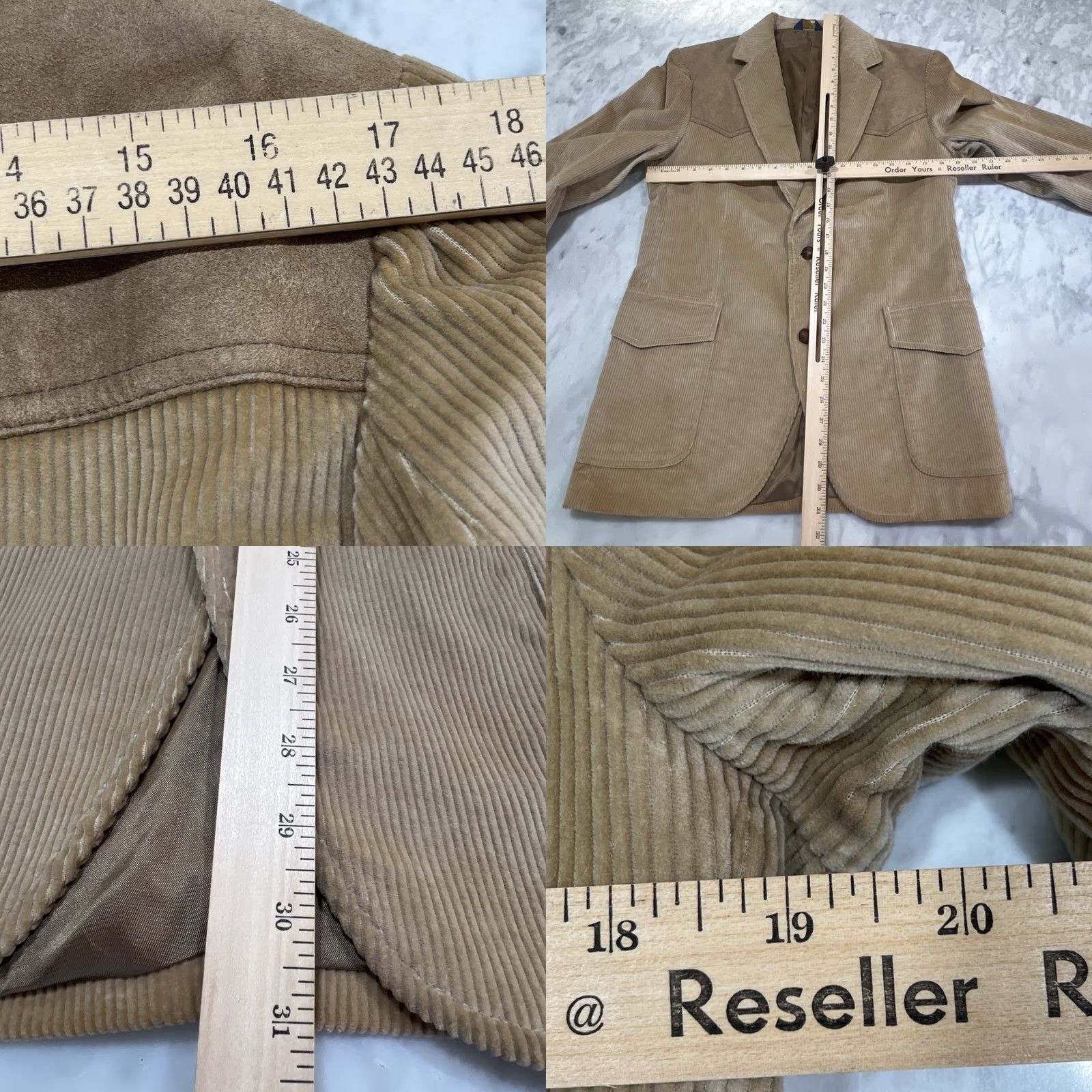 Pendleton VINTAGE Pendleton Mens Blazer Corduroy Jacket 40 Tan Western Suede Patch Two-Button Notch Tailored Single-Vented Chest 40 Mens WVTBLAZR Size 40R - 9 Thumbnail