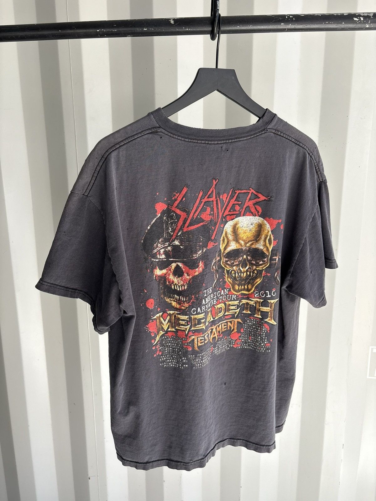 Band Tees Vintage Slayer Shirt Faded Distressed Grunge Band Thrashed Size US XL / EU 56 / 4 - 3 Thumbnail